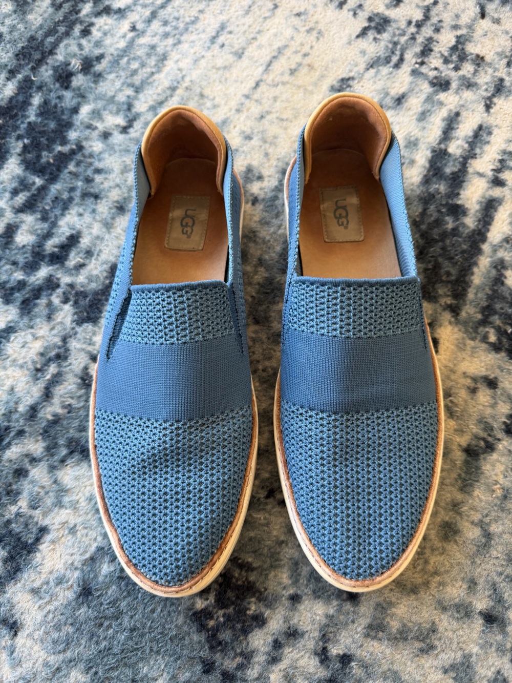 UGG Women’s Blue Knit Slip-On Sneakers